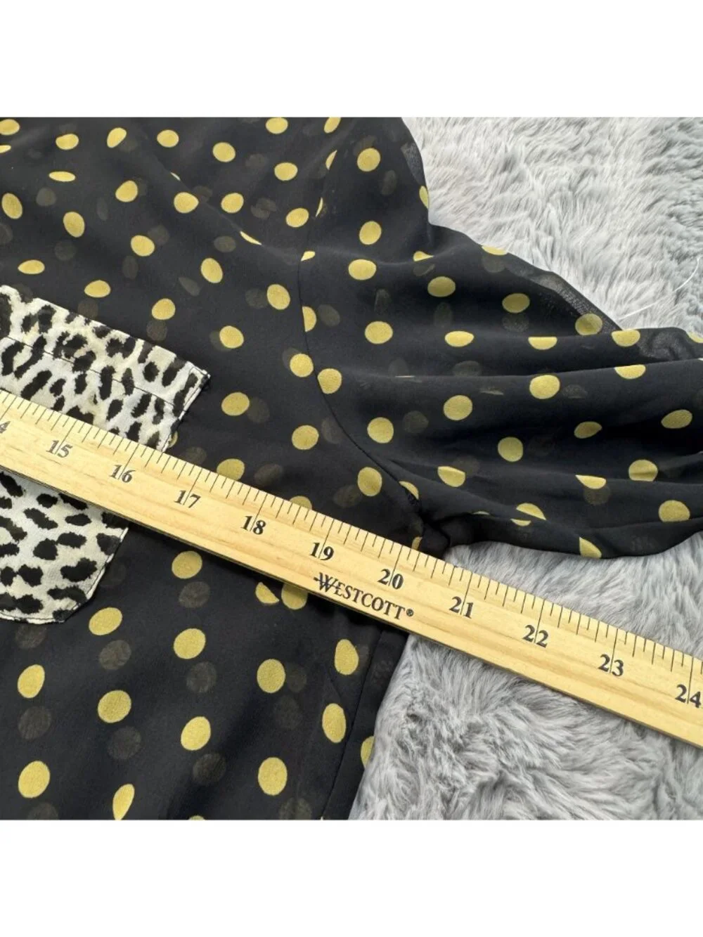 INC International Black Yellow Polka Dot Button-Up Sheer Blouse Women Size M NEW - Picture 8 of 13